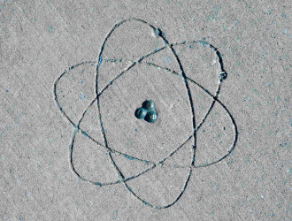 atomic simbol on concrete floor knowledge concep 2024 12 08 00 46 56 utc re