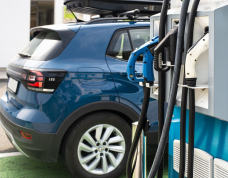 electric car on gas station blue car and electric 2024 10 14 11 00 06 utc
