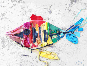plastic fish beach art made from trash pollution 2025 01 08 02 34 54 utc
