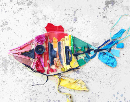 plastic fish beach art made from trash pollution 2025 01 08 02 34 54 utc
