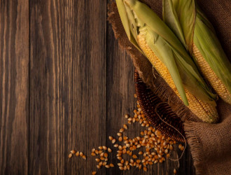 top view of organic fresh corns with hair on a sac 2024 10 16 04 31 46 utc