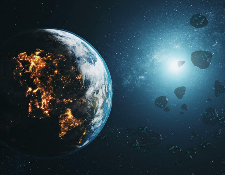 black asteroids fly by realistic planet earth 2025 01 08 07 54 59 utc