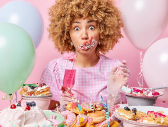 surprised displeased curly haired woman drinks pin 2025 01 24 02 29 33 utc